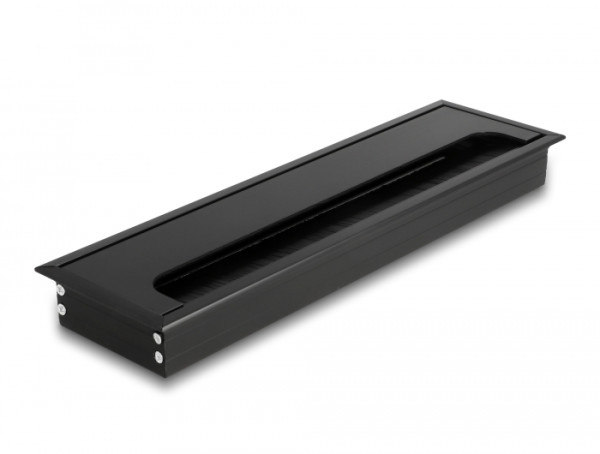 DeLOCK Kabeldurchführung für Tischeinbau mit Bürste 280 x 80 x 28 mm schwarz (66857)