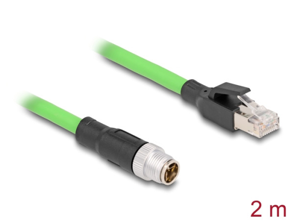 DeLOCK M12 Kabel X-kodiert 8 Pin Stecker zu RJ45 Stecker PUR TPU 2 m (80442)