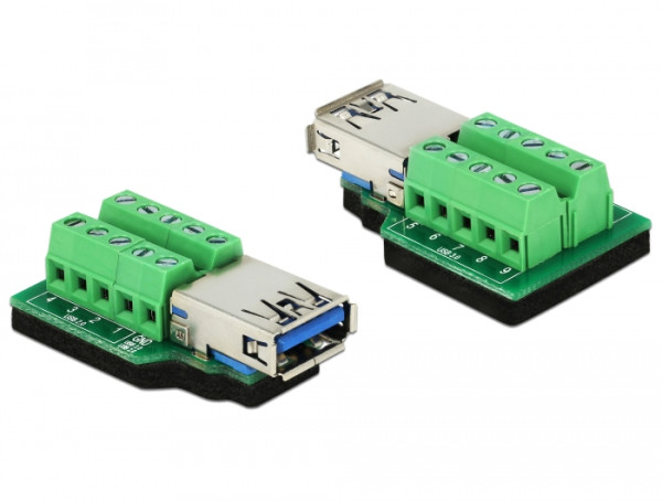 DeLOCK 65370 Kabeladapter USB 3.0-A 10p Schwarz, Grün, Silber (65370)