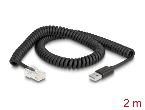 DeLOCK RJ50 zu USB 2.0 Typ-A Barcode Scanner Spiralkabel 2 m (90601)