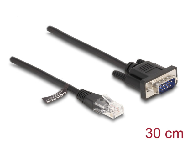 DeLOCK Kabel RJ45 Stecker zu Seriell RS-232 D-Sub 9 Stecker 30 cm schwarz (88008)