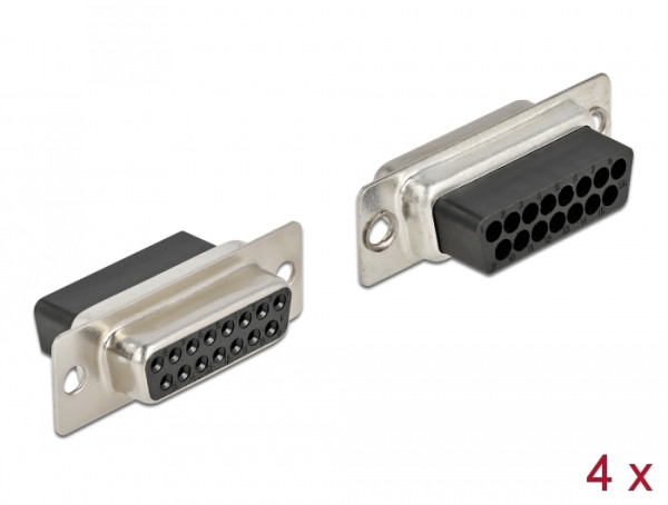 DeLOCK D-Sub 15 Pin Crimp Buchse, Metall, 4 Stück (66720)