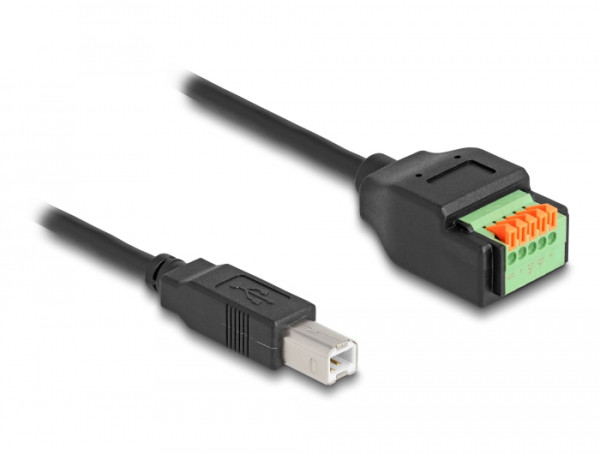 DeLOCK USB 2.0 Kabel Typ-B Stecker zu Terminalblock Adapter mit Drucktaster 15 cm (66249)