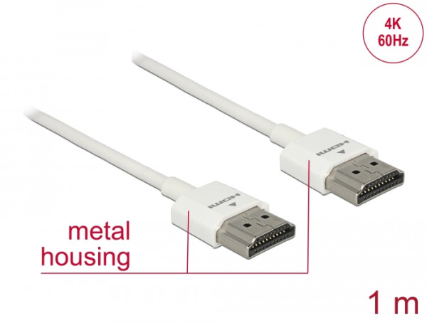 DeLOCK 85122 HDMI-Kabel 1 m HDMI Typ A Standard Weiß (85122)