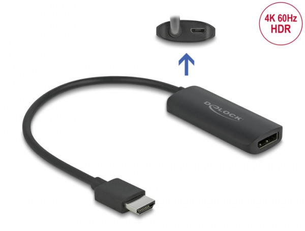 DeLOCK Adapter HDMI-A Stecker zu DisplayPort Buchse 4K 60 Hz (63206)