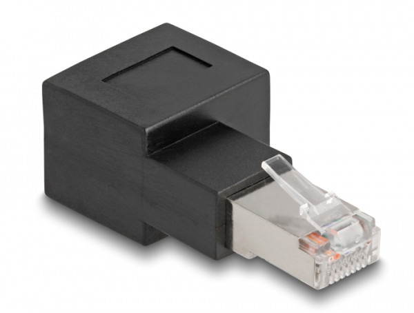DeLOCK RJ45 Stecker zu RJ45 Buchse Adapter Cat.6A 90° nach rechts gewinkelt (87864)