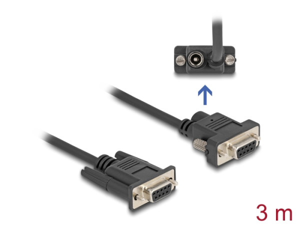DeLOCK Seriell Kabel RS-232 D-Sub9 Buchse zu D-Sub9 Buchse Stromanschluss an Pin 9 3 m (88239)