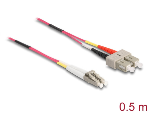 DeLOCK Kabel Lichtwellenleiter LC zu SC Multimode OM4 0,5 m (86546)