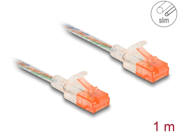 DeLOCK RJ45 Netzwerkkabel Cat.6A U/UTP Slim 1 m transparent (80353)