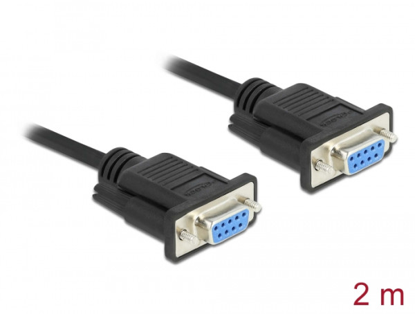 DeLOCK Seriell Kabel RS-232 D-Sub 9 Buchse zu Buchse Nullmodem mit schmalem Steckergehäuse - CTS / RTS auto control - 2 m (87785)