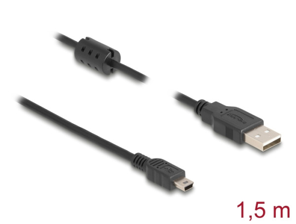 DeLOCK 1.5m, USB 2.0-A/USB 2.0 Mini-B USB Kabel 1,5 m USB A Mini-USB B Schwarz (84913)