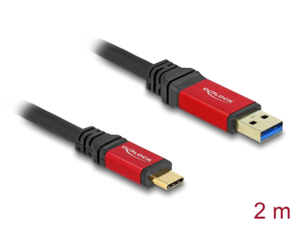 DeLOCK USB 10 Gbps Kabel USB Typ-A Stecker zu USB Type-C Stecker 2 m rot Metall (80618)
