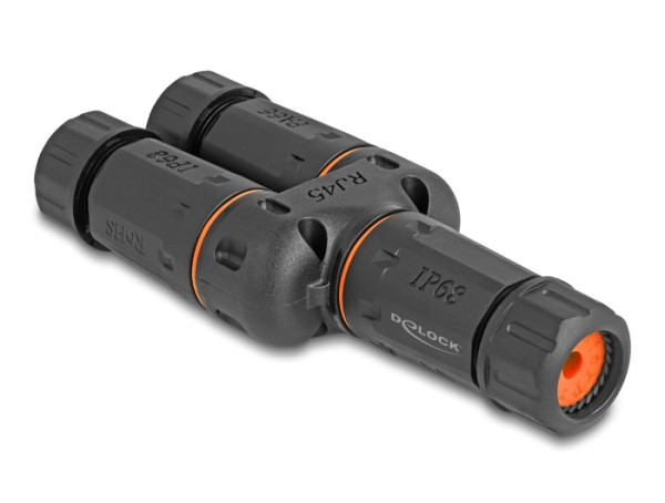 DeLOCK Kabelverbinder Y-Adapter RJ45 Buchse zu 2 x RJ45 Buchse Cat.6 IP68 staub- und wasserdicht Outdoor (88143)