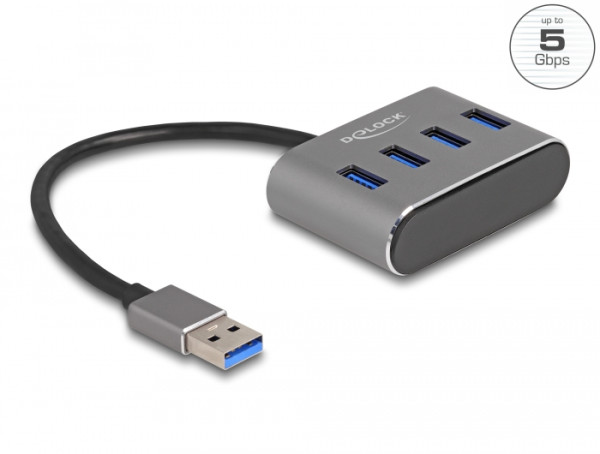 DeLOCK 4 Port USB 5 Gbps Hub mit USB Typ-A Anschluss – USB Typ-A Buchsen oben (63190)