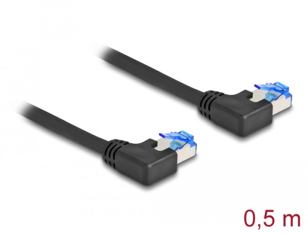 DeLOCK RJ45 Netzwerkkabel Cat.6A S/FTP links gewinkelt 0,5 m schwarz (80209)