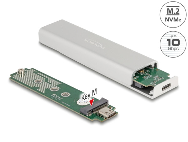 DeLOCK Externes Gehäuse für M.2 NVMe PCIe SSD mit SuperSpeed USB 10 Gbps USB 3.2 Gen 2 USB Type-C Buchse (42634)