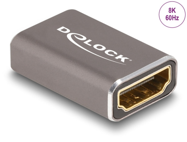 DeLOCK HDMI Adapter Buchse zu Buchse 8K 60 Hz grau Metall (60078)