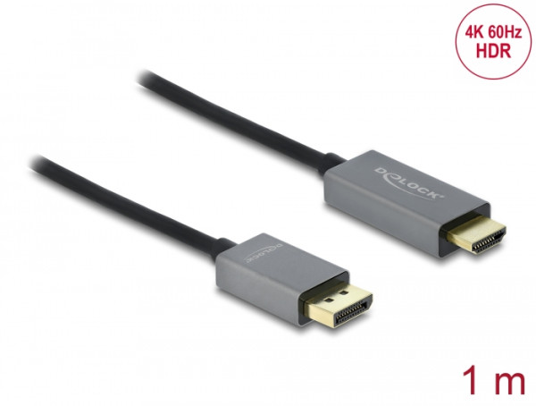 DeLOCK Aktives DisplayPort 1.4 zu HDMI Kabel 4K 60 Hz HDR 1 m (85928)