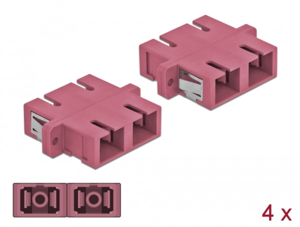 DeLOCK LWL Kupplung SC Duplex Buchse zu SC Duplex Buchse Multimode 4 Stück violett (85998)