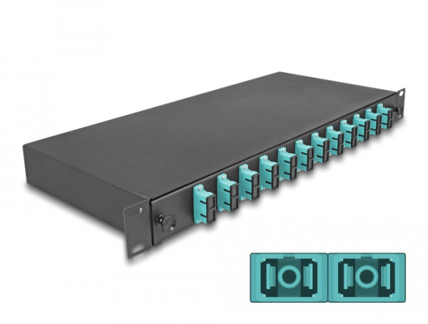 DeLOCK 19″ LWL Spleißbox 12 x SC Duplex OM3 1HE komplett bestückt (67007)