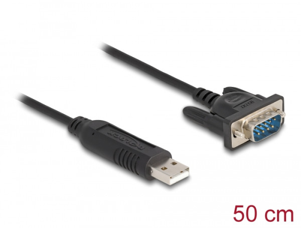DeLOCK USB 2.0 zu Seriell RS-232 Adapter mit kompaktem seriellen Steckergehäuse 50 cm FTDI (66461)