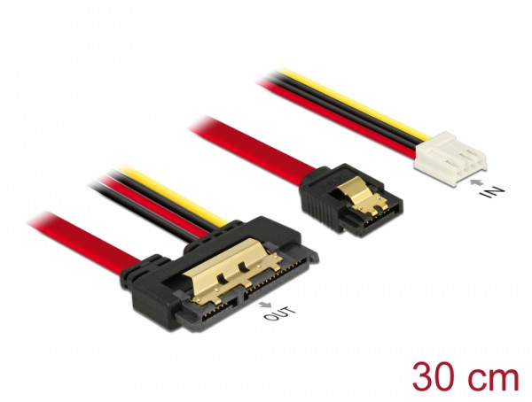 DeLOCK 85234 SATA-Kabel 0,3 m SATA 7-pin + Molex 4-pin SATA 22-pin Schwarz (85234)