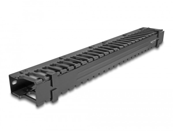 DeLOCK 19″ Kabelmanagement Rangierpanel mit 3 Öffnungen 1 HE schwarz (67022)