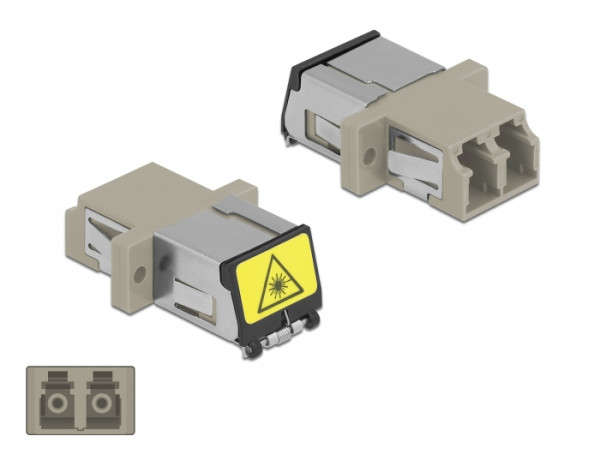DeLOCK LWL Kupplung mit Laserschutzklappe LC Duplex Buchse zu LC Duplex Buchse Multimode beige (86899)