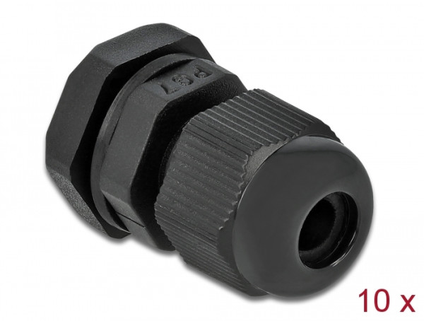 DeLOCK Kabelverschraubung PG7 10 Stück schwarz (60192)