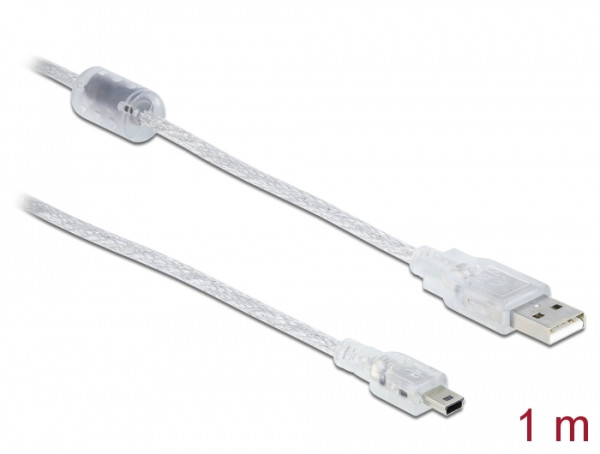 DeLOCK 1m, USB2.0-A/USB2.0 Mini-B USB Kabel USB A Mini-USB B Transparent (83905)