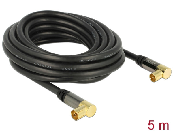 DeLOCK 88917 Koaxialkabel RG-6/U 5 m IEC Schwarz (88917)