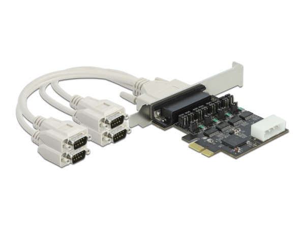 DeLOCK PCI Express x1 Karte zu 4 x Seriell RS-232 mit Spannungsversorgung 5 V / 12 V (89895)