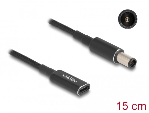 DeLOCK Adapterkabel für Notebook Ladekabel USB Type-C Buchse zu HP 7,4 x 5,0 mm Stecker 15 cm (60032)