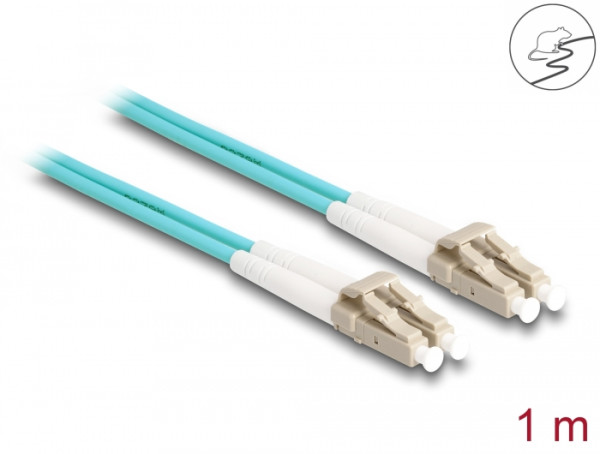 DeLOCK LWL Kabel mit Metallarmierung LC Duplex zu LC Duplex Multimode OM3 1 m (87907)