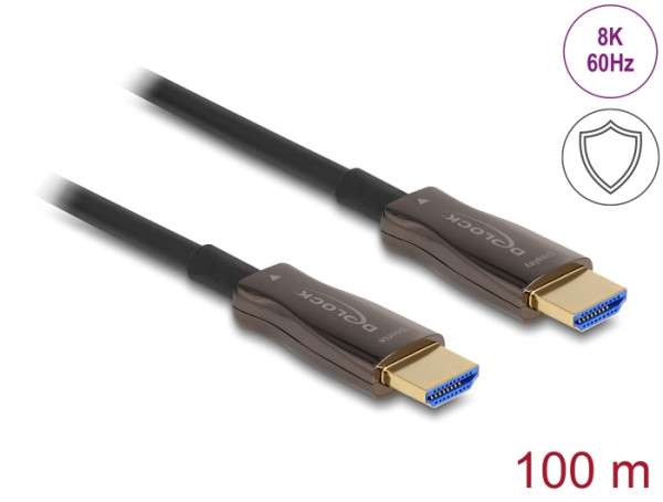 DeLOCK Aktives Optisches HDMI Kabel mit Metallarmierung 8K 60 Hz 100 m (86080)
