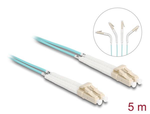 DeLOCK LWL Kabel LC Duplex zu LC Duplex Multimode OM3 winkelbar 5 m (88082)