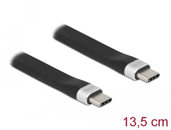 DeLOCK USB 3.2 Gen 2 FPC Flachbandkabel USB Type-C zu USB Type-C 13,5 cm PD 3 A E-Marker (85770)