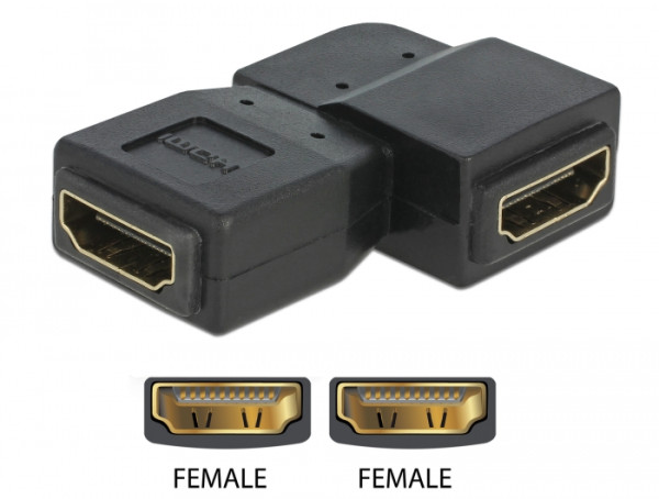 DeLOCK Adapter HDMI female > HDMI female 90° left HDMI 1.3 Schwarz (65078)