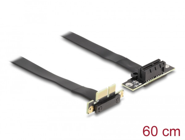 DeLOCK Riser Karte PCI Express x1 Stecker 90° gewinkelt zu x1 Slot 90° gewinkelt mit Kabel 60 cm (88043)