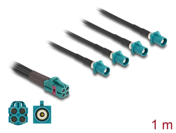 DeLOCK Kabel Mini FAKRA Z Buchse quad zu 4 x FAKRA Z Stecker B-Typ (90141)