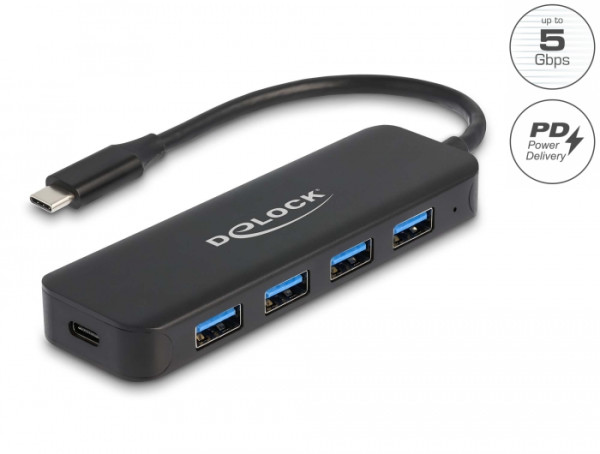 DeLOCK USB Type-C Hub 4 Port USB 3.2 Gen 1 mit Power Delivery 85 Watt (64170)