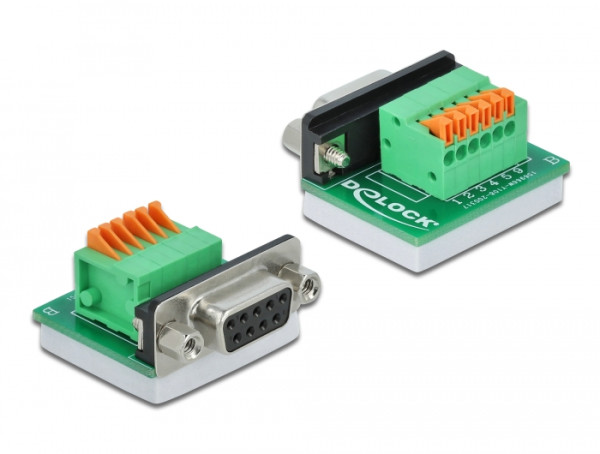 DeLOCK D-Sub9 Buchse zu Terminalblock mit Drucktaster horizontal (66557)