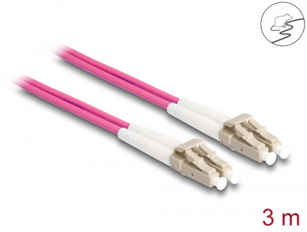 DeLOCK LWL Kabel mit Metallarmierung LC Duplex zu LC Duplex Multimode OM4 3 m (87915)