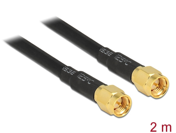 DeLOCK 88892 Koaxialkabel LMR195 2 m SMA Schwarz (88892)