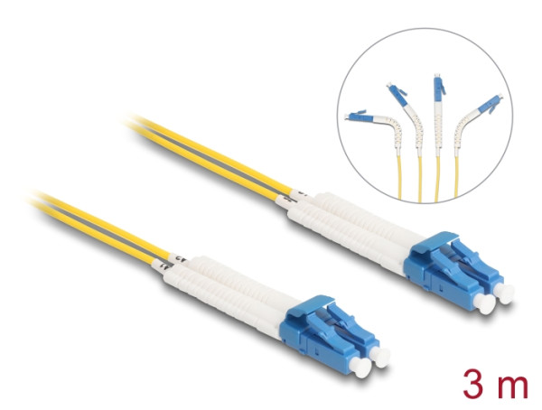DeLOCK LWL Kabel LC Duplex zu LC Duplex Singlemode OS2 winkelbar 3 m (88072)