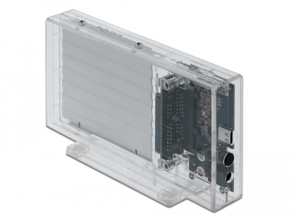 DeLOCK Externes Dual Gehäuse für 2 x 2.5″ SATA HDD / SSD mit USB Type-C Buchse transparent - werkzeugfrei (42622)