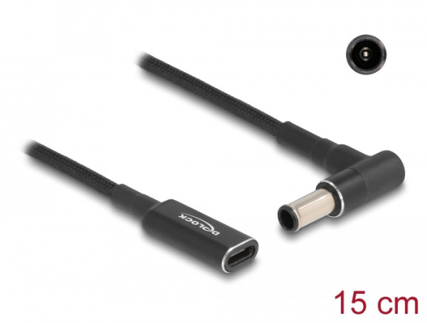 DeLOCK Adapterkabel für Notebook Ladekabel USB Type-C Buchse zu Sony 6,0 x 4,3 mm Stecker 90° gewinkelt 15 cm (60043)