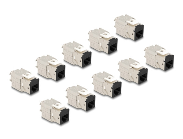 DeLOCK Keystone Modul RJ45 Buchse zu LSA Cat.6A werkzeugfrei schwarz Set 10 Stück (88118)