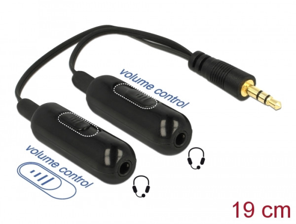 DeLOCK 0.19m, 3.5mm/2x3.5mm Audio-Kabel 0,19 m Schwarz (65683)