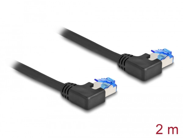 DeLOCK RJ45 Netzwerkkabel Cat.6A S/FTP links gewinkelt 2 m schwarz (80211)